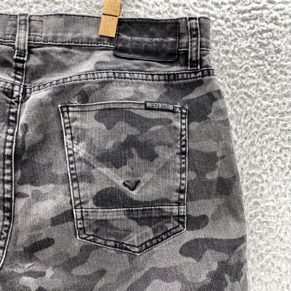 Hudson Jeans Mens 32 x 31* Gray Camo Sartor Slouchy Skinny Button Fly Denim Army - Picture 15 of 16